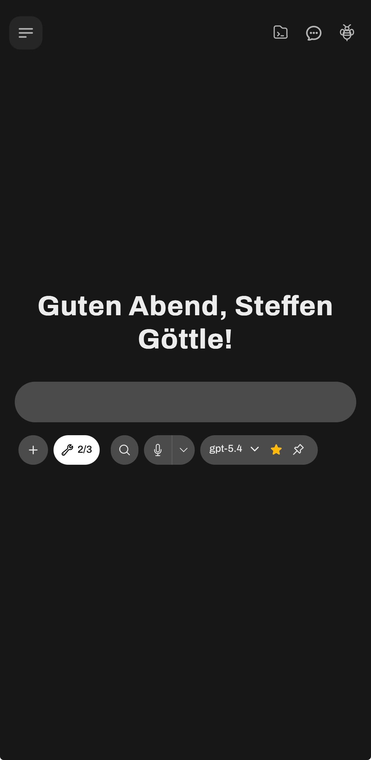 HIVE Startansicht in der mobilen dunklen Darstellung