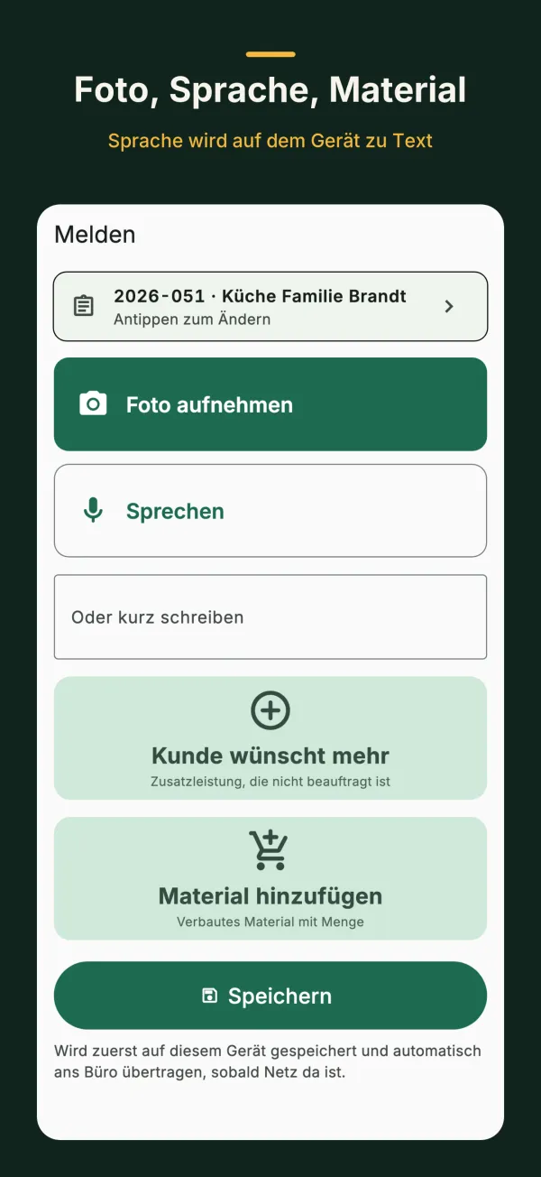 Baumelder-App: Meldung mit Foto und Sprache