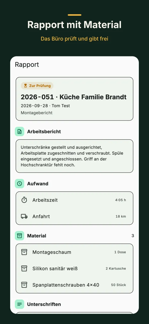 Baumelder: Rapport