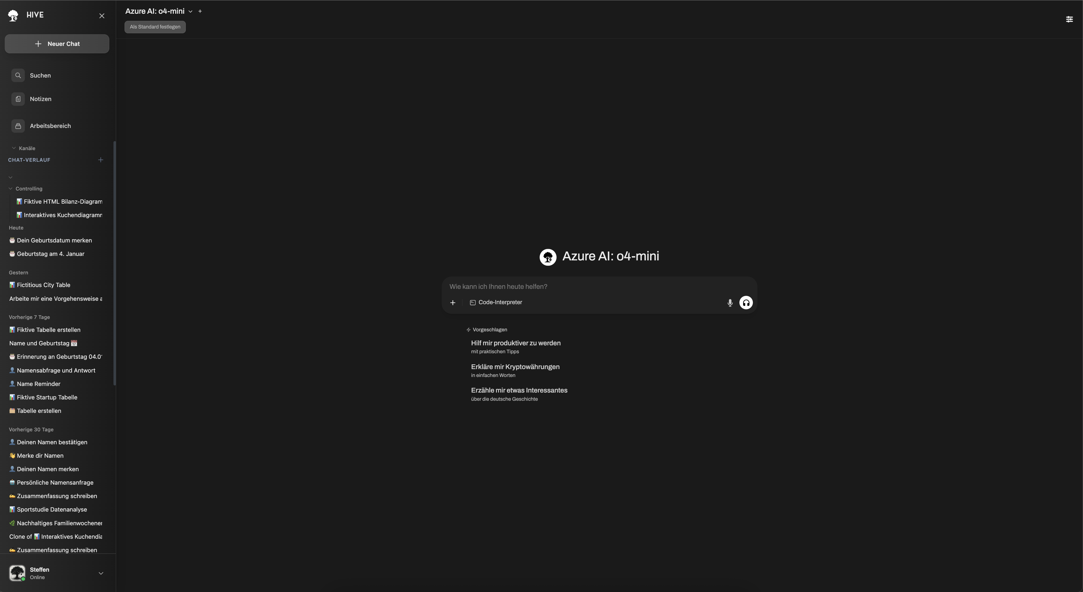 HIVE Interface Vorschau